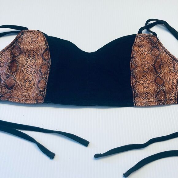 Urban Outfitters Snakeskin Tie-Back Bra Crop Top Small - Picture 6 of 7